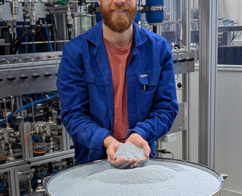 Pilot production of silica biomineral aerogel